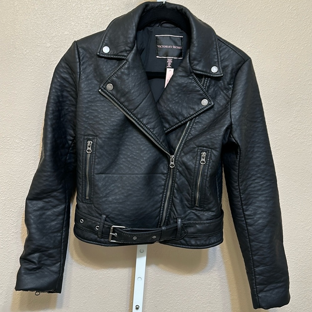 Victoria Secret Faux Leather Jacket, Blk S